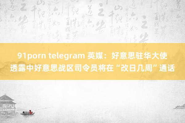 91porn telegram 英媒：好意思驻华大使透露中好意思战区司令员将在“改日几周”通话