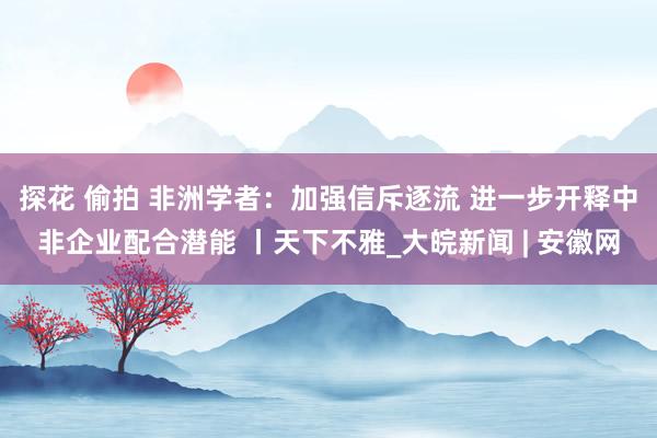 探花 偷拍 非洲学者：加强信斥逐流 进一步开释中非企业配合潜能 丨天下不雅_大皖新闻 | 安徽网