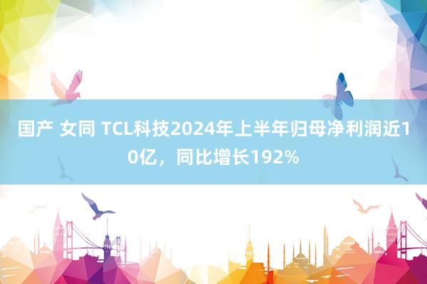 国产 女同 TCL科技2024年上半年归母净利润近10亿，同比增长192%