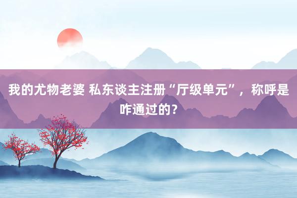 我的尤物老婆 私东谈主注册“厅级单元”，称呼是咋通过的？