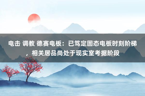 电击 调教 德赛电板：已笃定固态电板时刻阶梯，相关居品尚处于现实室考据阶段