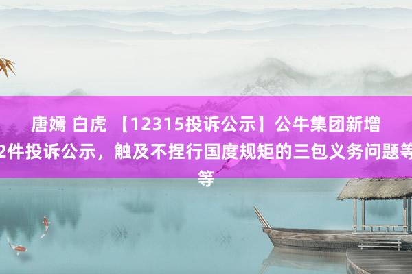 唐嫣 白虎 【12315投诉公示】公牛集团新增2件投诉公示，触及不捏行国度规矩的三包义务问题等