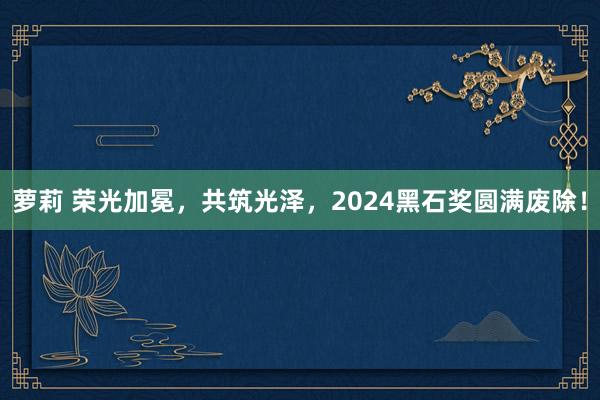 萝莉 荣光加冕，共筑光泽，2024黑石奖圆满废除！