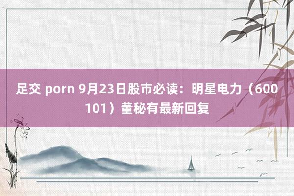 足交 porn 9月23日股市必读：明星电力（600101）董秘有最新回复