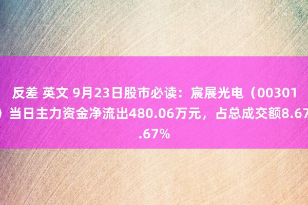 反差 英文 9月23日股市必读：宸展光电（003019）当日主力资金净流出480.06万元，占总成交额8.67%