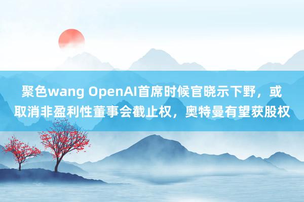 聚色wang OpenAI首席时候官晓示下野，或取消非盈利性董事会截止权，奥特曼有望获股权