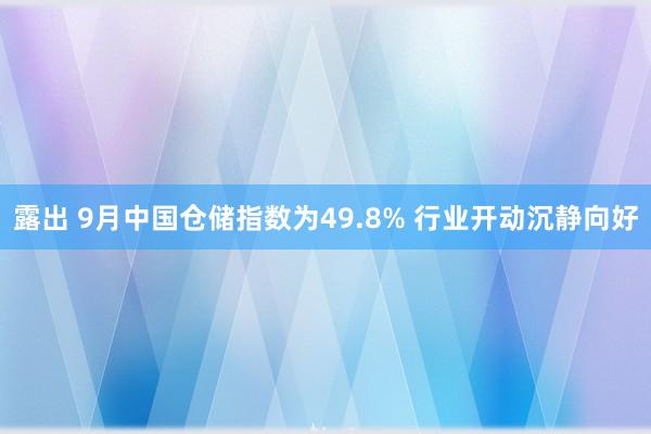 露出 9月中国仓储指数为49.8% 行业开动沉静向好