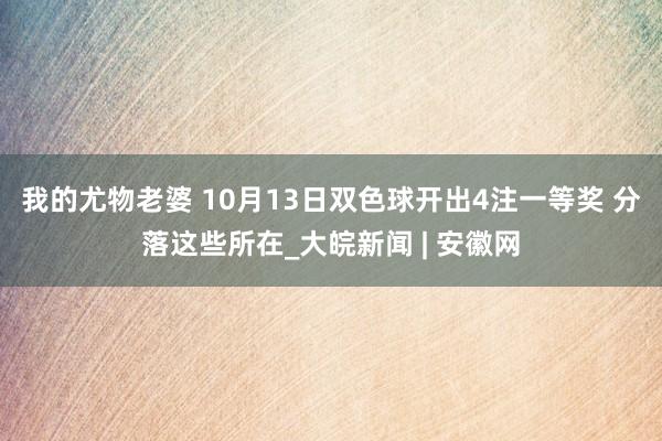 我的尤物老婆 10月13日双色球开出4注一等奖 分落这些所在_大皖新闻 | 安徽网