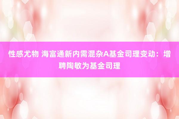 性感尤物 海富通新内需混杂A基金司理变动：增聘陶敏为基金司理