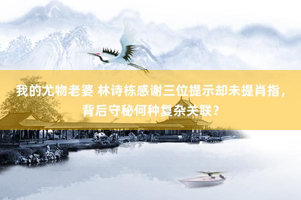 我的尤物老婆 林诗栋感谢三位提示却未提肖指，背后守秘何种复杂关联？