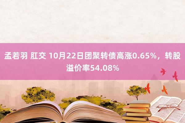 孟若羽 肛交 10月22日团聚转债高涨0.65%，转股溢价率54.08%