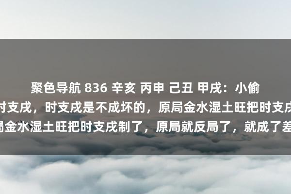 聚色导航 836 辛亥 丙申 己丑 甲戌：小偷。时干透甲官称身就要用时支戌，时支戌是不成坏的，原局金水湿土旺把时支戌制了，原局就反局了，就成了差命了。