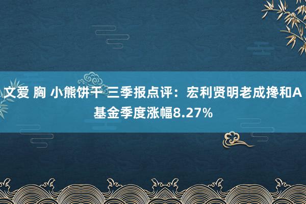 文爱 胸 小熊饼干 三季报点评：宏利贤明老成搀和A基金季度涨幅8.27%