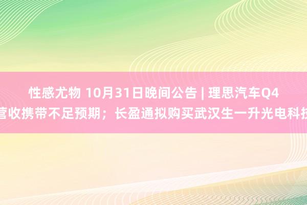 性感尤物 10月31日晚间公告 | 理思汽车Q4营收携带不足预期；长盈通拟购买武汉生一升光电科技