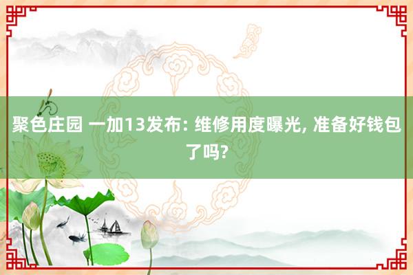 聚色庄园 一加13发布: 维修用度曝光， 准备好钱包了吗?