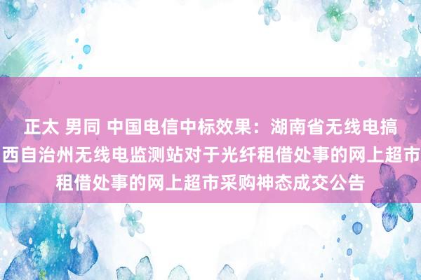 正太 男同 中国电信中标效果：湖南省无线电搞定委员会办公室湘西自治州无线电监测站对于光纤租借处事的网上超市采购神态成交公告