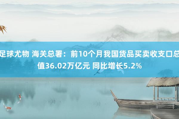 足球尤物 海关总署：前10个月我国货品买卖收支口总值36.02万亿元 同比增长5.2%