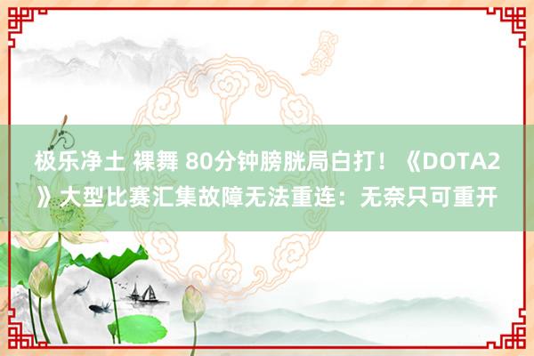 极乐净土 裸舞 80分钟膀胱局白打！《DOTA2》大型比赛汇集故障无法重连：无奈只可重开