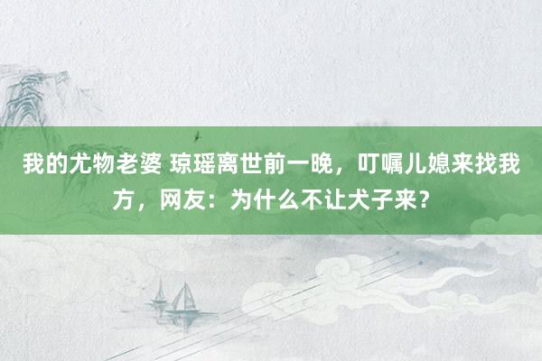 我的尤物老婆 琼瑶离世前一晚，叮嘱儿媳来找我方，网友：为什么不让犬子来？