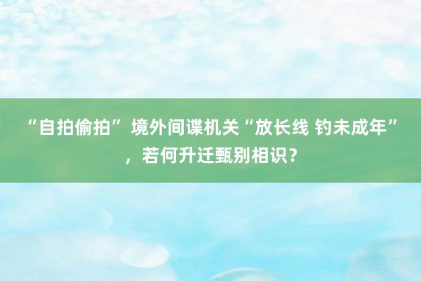 “自拍偷拍” 境外间谍机关“放长线 钓未成年”，若何升迁甄别相识？