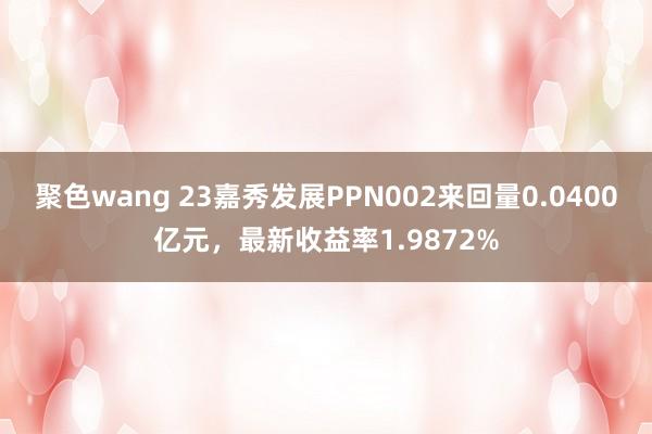 聚色wang 23嘉秀发展PPN002来回量0.0400亿元，最新收益率1.9872%