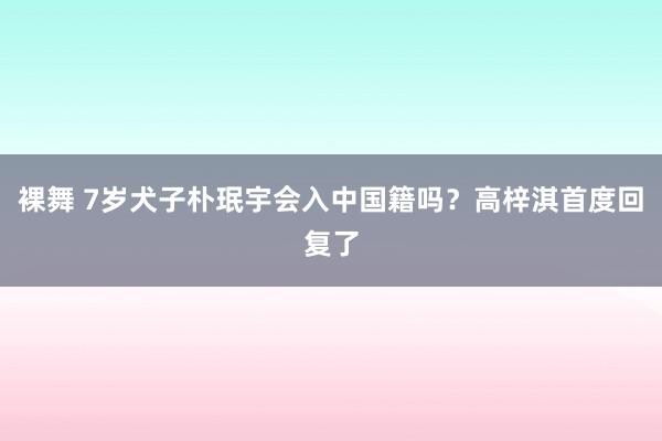 裸舞 7岁犬子朴珉宇会入中国籍吗？高梓淇首度回复了