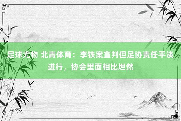 足球尤物 北青体育：李铁案宣判但足协责任平淡进行，协会里面相比坦然