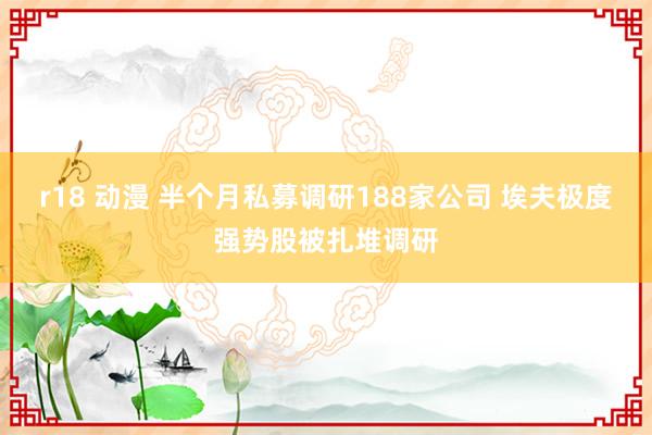 r18 动漫 半个月私募调研188家公司 埃夫极度强势股被扎堆调研