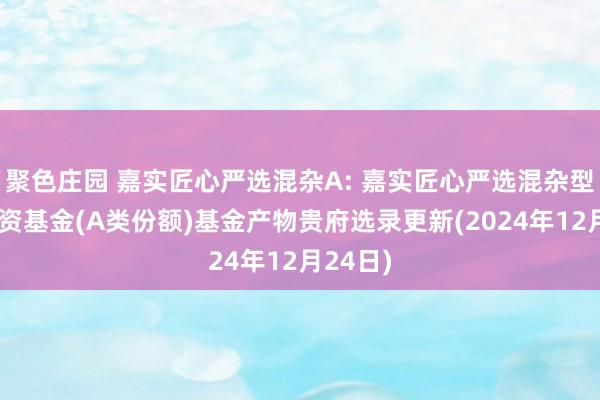 聚色庄园 嘉实匠心严选混杂A: 嘉实匠心严选混杂型证券投资基金(A类份额)基金产物贵府选录更新(2024年12月24日)