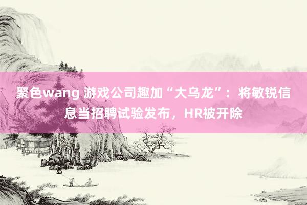 聚色wang 游戏公司趣加“大乌龙”：将敏锐信息当招聘试验发布，HR被开除