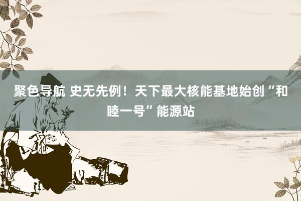 聚色导航 史无先例！天下最大核能基地始创“和睦一号”能源站